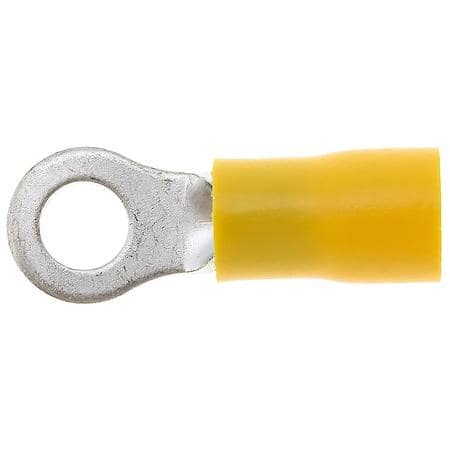 12 To 10 Gauge No. 10 PVC Crimp Solderless Yellow Ring Terminal (Sold by each)