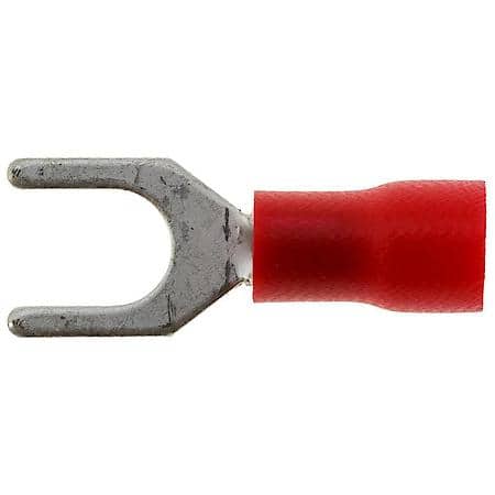 22 To 18 Gauge No. 10 PVC Cripm Solderless Red Open Spade Terminal (Sold by each)