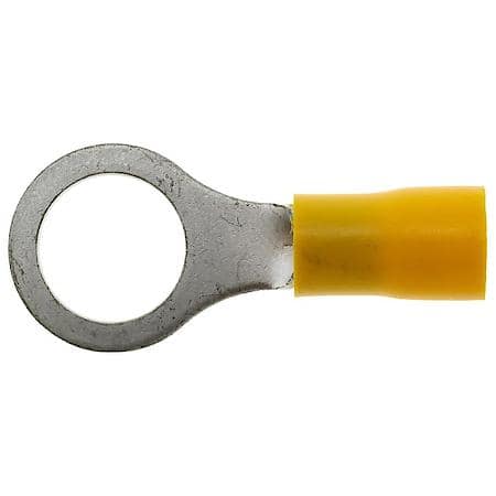 12 To 10 Gauge 3/8" PVC Crimp Solderless Yellow Ring Terminal (Sold by each)