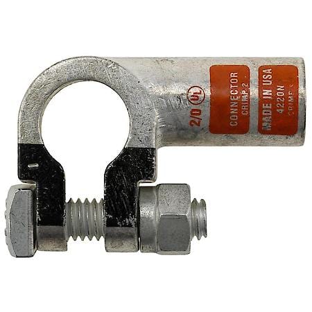 2/0 (00) Gauge Crimp or Solder Negative Left Elbow Top Post Battery Terminal (Sold by each)