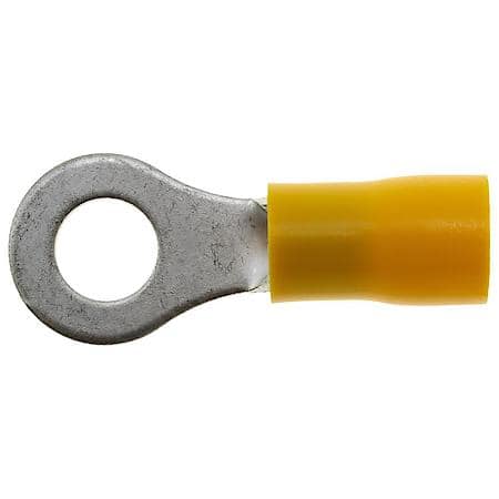 12 To 10 Gauge 1/4" PVC Crimp Solderless Yellow Ring Terminal (Sold by each)