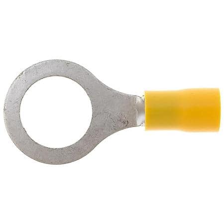 12 To 10 Gauge 1/2" PVC Crimp Solderless Yellow Ring Terminal (Sold by each)