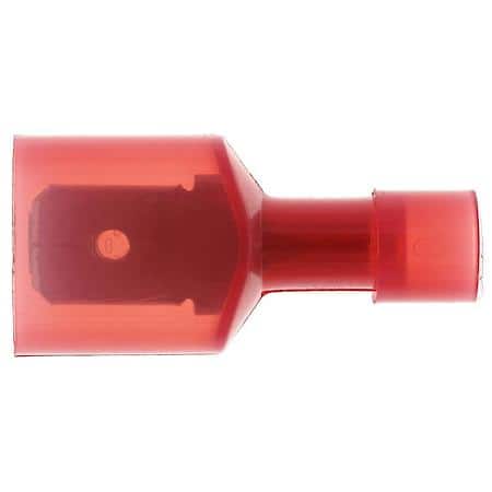 22 To 18 Gauge .250 Nylon Double Crimp Solderless Red Insulated Male Spade / Disconnect Terminal (Sold by each)
