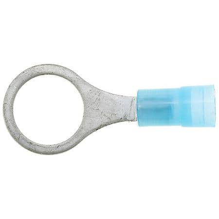 16 To 14 Gauge 3/8 Inch Nylon Double Crimp Solderless Blue Ring Terminal (Sold by each)