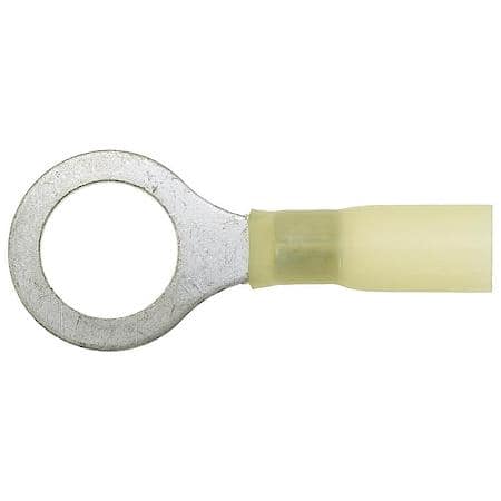 12 To 10 Gauge 1/2" Crimp Solderless Heat Shrink with Sealant Yellow Ring Terminal (Sold by each)