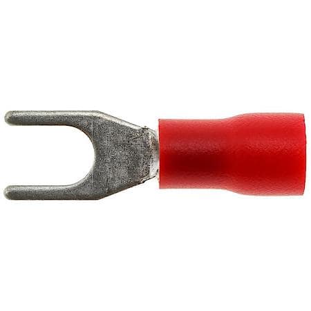 22 To 18 Gauge No. 8 PVC Cripm Solderless Red Open Spade Terminal (Sold by each)