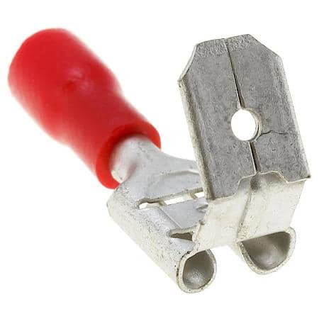 22 To 18 Gauge .250 PVC Crimp Solderless Red Piggyback Spade / Disconnect Terminal (Sold by each)