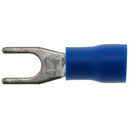 16 To 14 Gauge No. 8 PVC Crimp Solderless Blue Open Spade Terminal (Sold by each)