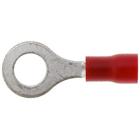 22 To 18 Gauge 1/4" Crimp Solderless Red Ring Terminal (Sold by each)