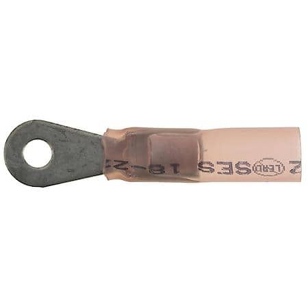 22 To 16 Gauge No. 6 Solder Heat Shrink Red Ring Terminal (Sold by each)
