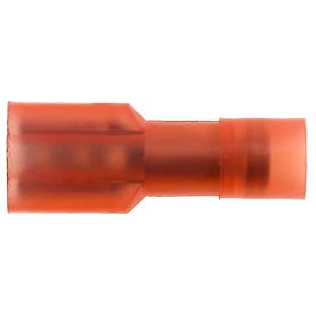 22 To 18 Gauge .187 Nylon Double Crimp Solderless Red Insulated Female Spade / Disconnect Terminal (Sold by each)