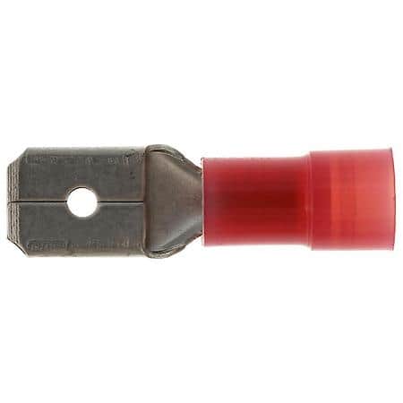 22 To 18 Gauge .250 Nylon Double Crimp Solderless Red Male Spade / Disconnect Terminal (Sold by each)