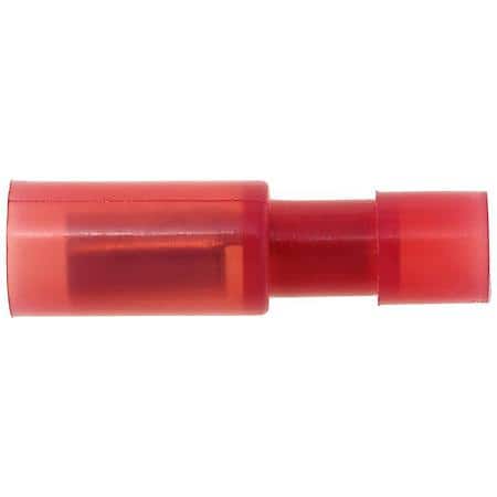 22 To 18 Gauge .157 Nylon Double Crimp Solderless Red Insulated Female Bullet Terminal (Sold by each)