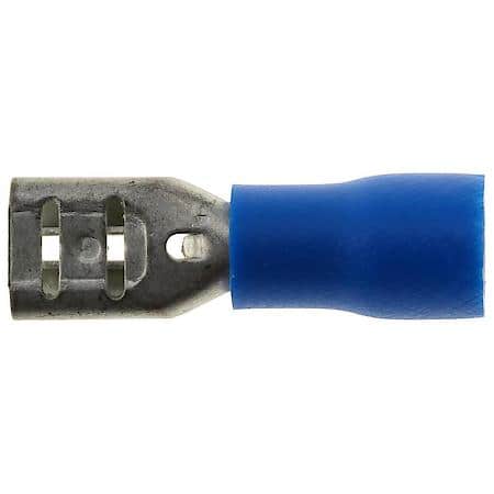 16 To 14 Gauge .187 PVC Crimp Solderless Blue Female Spade / Disconnect Terminal (Sold by each)