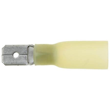 12 To 10 Gauge .250 Crimp Solderless Heat Shrink with Sealant Yellow Male Spade / Disconnect Terminal (Sold by each)