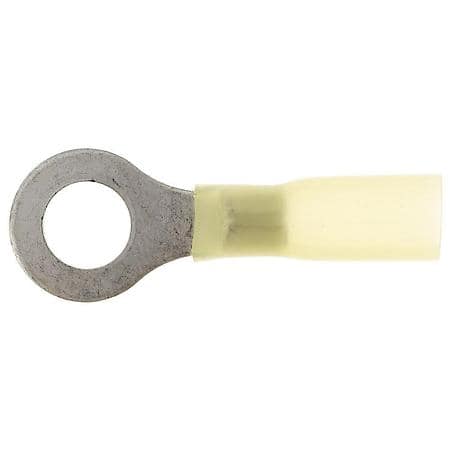 12 To 10 Gauge 5/16 Inch Crimp Solderless Heat Shrink with Sealant Yellow Ring Terminal (Sold by each)