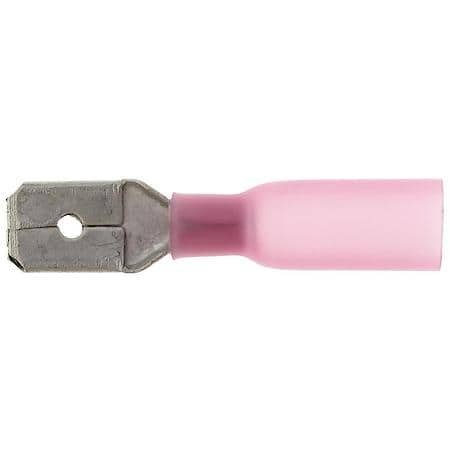 22 To 18 Gauge .250 Crimp Solderless Heat Shrink with Sealant Red Insulated Male Spade / Disconnect Terminal (Sold by each)
