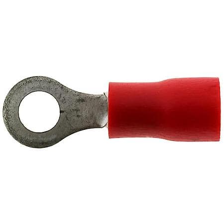 22 To 18 Gauge No. 6 PVC Crimp Colderless Red Ring Terminal (Sold by each)