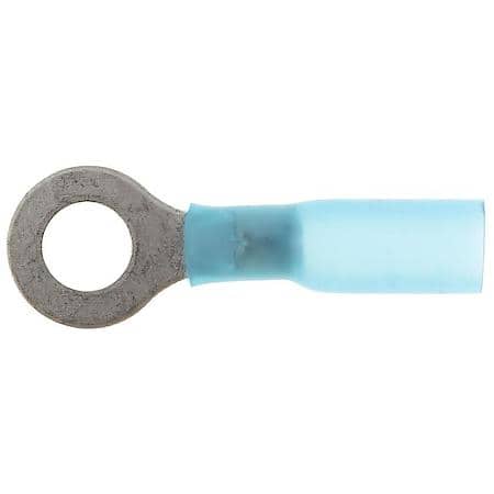 16 To 14 Gauge 1/4" Crimp Solderless Heat Shrink with Sealant Blue Ring Terminal (Sold by each)