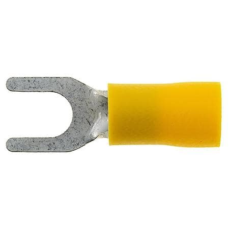 12 To 10 Gauge No. 10 PVC Crimp Solderless Yellow Open Spade Terminal (Sold by each)