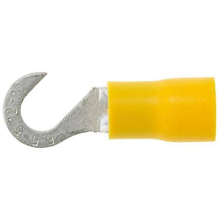 12 To 10 Gauge No. 10 PVC Cripm Solderless Yellow Hook Terminal (Sold by each)