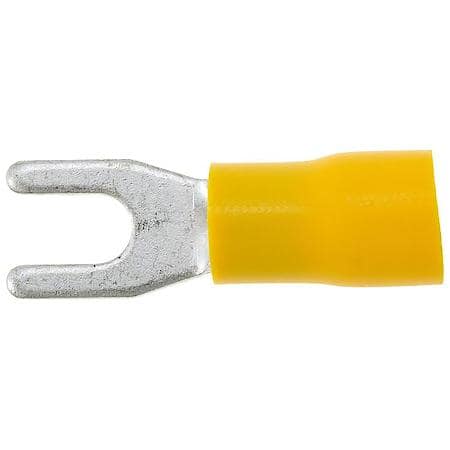 12 To 10 Gauge No. 8 PVC Crimp Solderless Yellow Open Spade Terminal (Sold by each)