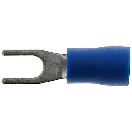 16 To 14 Gauge No. 6 PVC Crimp Solderless Blue Open Spade Terminal (Sold by each)
