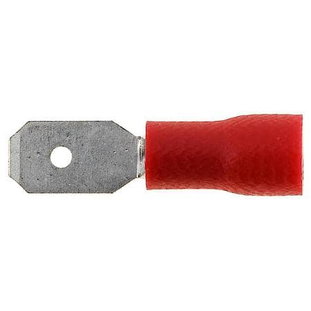22 To 18 Gauge .187 PVC Crimp Solderless Red Male Spade / Disconnect Terminal (Sold by each)