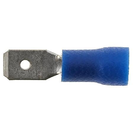 16 To 14 Gauge .187 PVC Crimp Solderless Blue Male Spade / Disconnect Terminal (Sold by each)