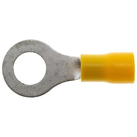 12 To 10 Gauge 5/16" PVC Crimp Solderless Yellow Ring Terminal (Sold by each)