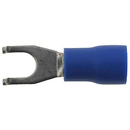 16 To 14 Gauge No. 8 PVC Crimp Solderless Blue Flange Spade Terminal (Sold by each)
