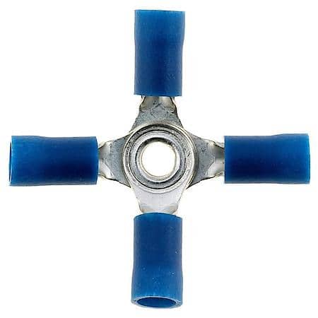 16 To 14 Gauge Crimp Solderless Blue 4 Way Connector (Sold by each)