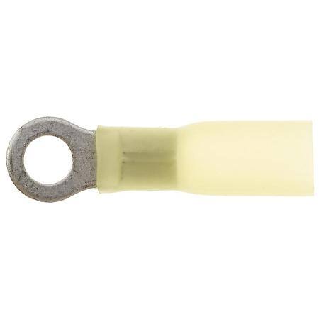 12 To 10 Gauge No. 10 Crimp Solderless Heat Shrink with Sealant Yellow Ring Terminal (Sold by each)