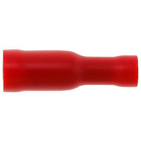 22 To 18 Gauge .157 PVC Crimp Solderless Insulated Red Female Bullet Terminal (Sold by each)