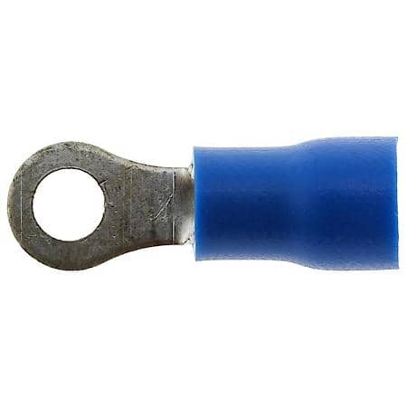 16 To 14 Gauge No. 6 PVC Crimp Solderless Blue Ring Terminal (Sold by each)