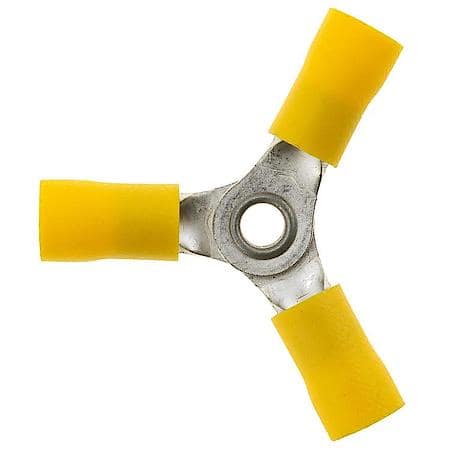 12 To 10 Gauge PVC Crimp Solderless Yellow 3 Way Connector (Sold by each)