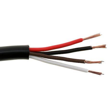 16/4 Gauge PVC Insulation Multi Conductor Jacketed Black/Brown/White/Red Trailer Wire (Sold by foot)