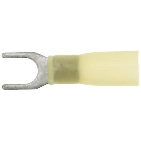 12 To 10 Gauge 1/4 Inch Crimp Solderless Heats Hrink with Sealant Yellow Open Spade Terminal (Sold by each)