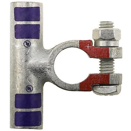 3/0 (000) Gauge Crimp or Solder Positive Flag Top Post Battery Terminal (Sold by each)