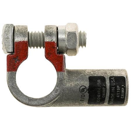 1/0 (0) Gauge Crimp or Solder Positive Right Elbow Top Post Battery Terminal (Sold by each)