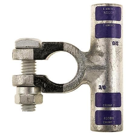 3/0 (000) Gauge Crimp or Solder Negative Flag Top Post Battery Terminal (Sold by each)