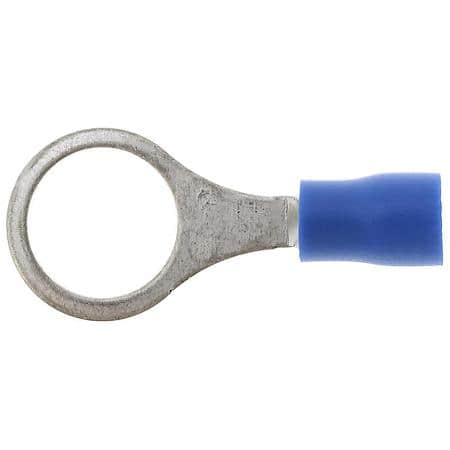 16 To 14 Gauge 3/8 Inch PVC Crimp Solderless Blue Ring Terminal (Sold by each)