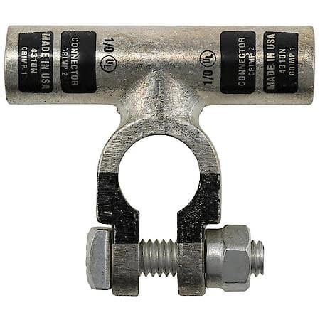 1/0 (0) Gauge Crimp or Solder Negative Flag Top Post Battery Terminal (Sold by each)