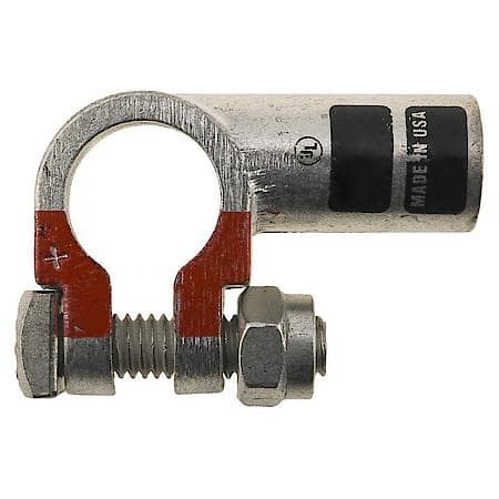 1/0 (0) Gauge Crimp or Solder Positive Left Elbow Top Post Battery Terminal (Sold by each)