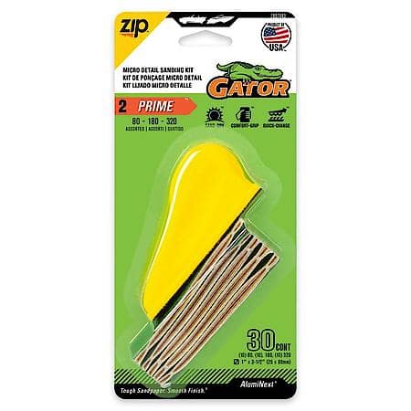 MicroZip Hook and Loop Detail Sanding Kit, Assorted Grit, 1+30 Pack