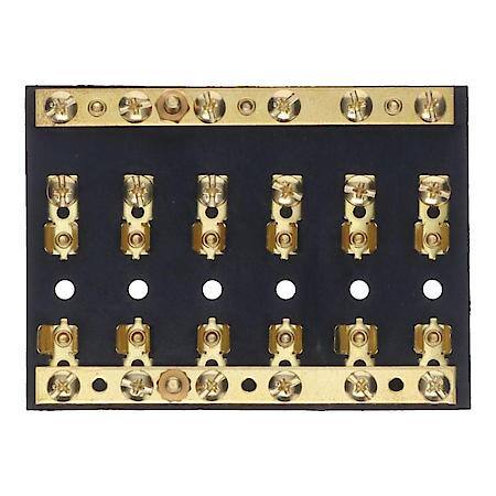 13441 6-Gang Fuse & Terminal Block,Brass Clips & Contacts,SFE 20 Amp of 3AG Fuse