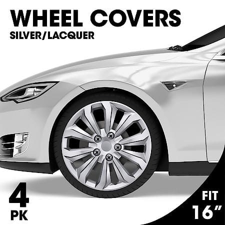 16" Wheel Cover: 5 Tampa, Silver, High Impact Plastic, 4-Pack