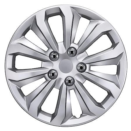 16" Wheel Cover: 5 Tampa, Silver, High Impact Plastic, 4-Pack