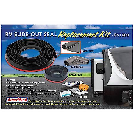RV Slide Out Seal Replacement Kit 3M Adhesive Complete Set, Black