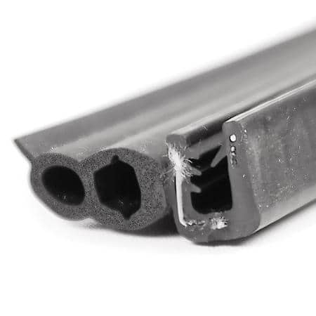RV Double Bulb Seal Push On Steel Core, 1/2 in. x 1-1/4 in. 250 ft, Black